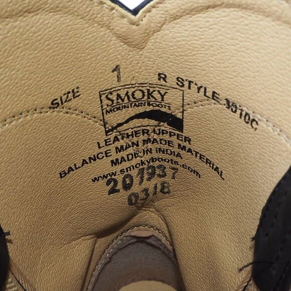 Smoky Mountain R Style Leather Western Cowboy Boots Black Youth 1 - Picture 10 of 11